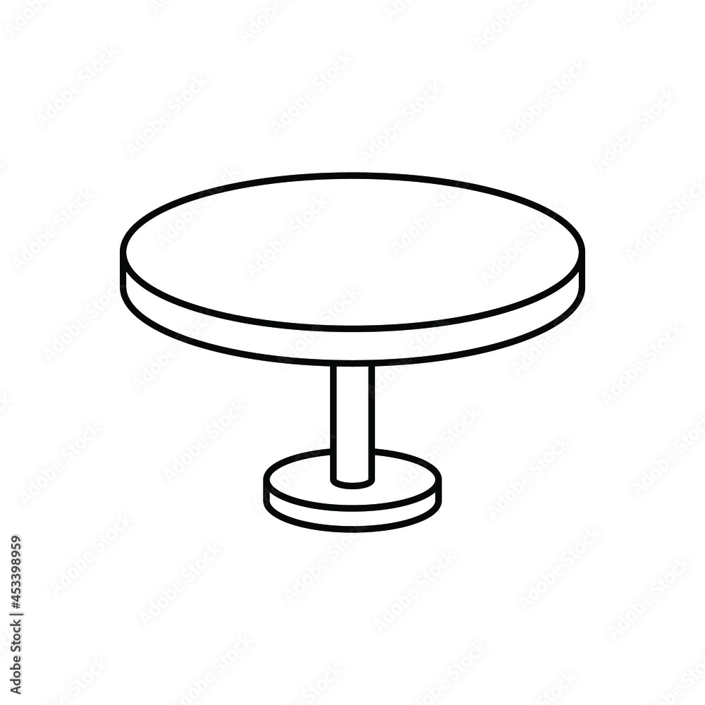 Circle table icon. Simple outline style. Round, pictogram, furniture, office, sign, conference, meeting, web, symbol, interior concept. Vector design illustration isolated on white background. EPS 10 Circle table icon. Simple outline style. Round, pictogram, furniture, office, sign, conference, meeting, web, symbol, interior concept. Vector design illustration isolated on white background. EPS 10