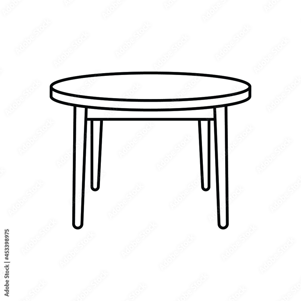 Circle table icon. Simple outline style. Round, pictogram, furniture, office, sign, conference, meeting, web, symbol, interior concept. Vector design illustration isolated on white background. EPS 10 Circle table icon. Simple outline style. Round, pictogram, furniture, office, sign, conference, meeting, web, symbol, interior concept. Vector design illustration isolated on white background. EPS 10