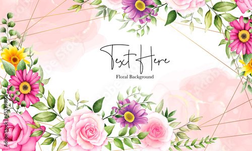 Beautiful watercolor flower background with alkohol ink