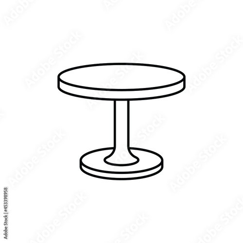 Circle table icon. Simple outline style. Round  pictogram  furniture  office  sign  conference  meeting  web  symbol  interior concept. Vector design illustration isolated on white background. EPS 10