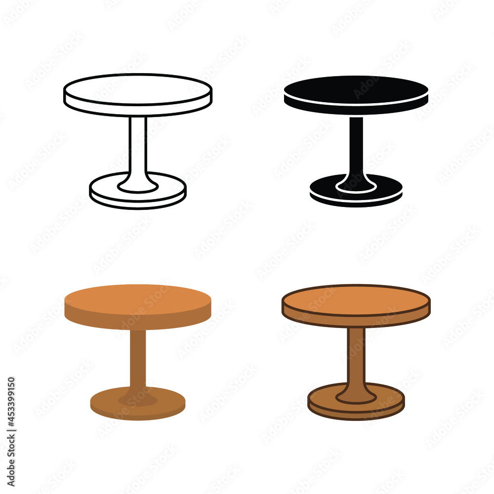 Circle table icon. Simple outline, solid, flat style. Round, pictogram, furniture, office, sign, conference, meeting, web, interior concept. Vector illustration isolated on white background. EPS 10 Circle table icon. Simple outline, solid, flat style. Round, pictogram, furniture, office, sign, conference, meeting, web, interior concept. Vector illustration isolated on white background. EPS 10