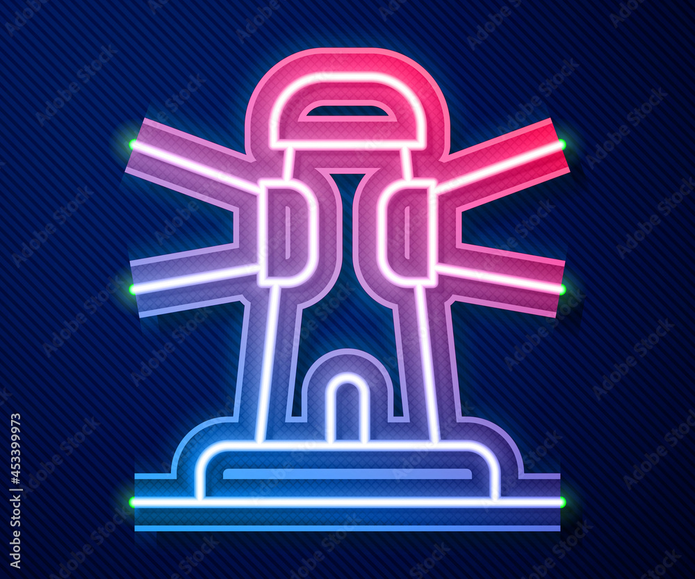 Glowing neon line Lighthouse icon isolated on blue background. Vector Glowing neon line Lighthouse icon isolated on blue background. Vector