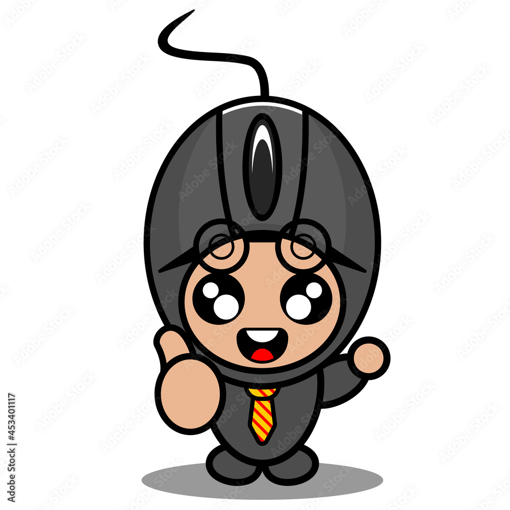 doodle vector cartoon character cute computer mouse mascot costume businessman with thumbs up doodle vector cartoon character cute computer mouse mascot costume businessman with thumbs up
