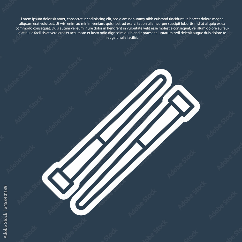 Blue line Food chopsticks icon isolated on blue background. Wooden Korean sticks for Asian dishes. Oriental utensils. Vector Blue line Food chopsticks icon isolated on blue background. Wooden Korean sticks for Asian dishes. Oriental utensils. Vector