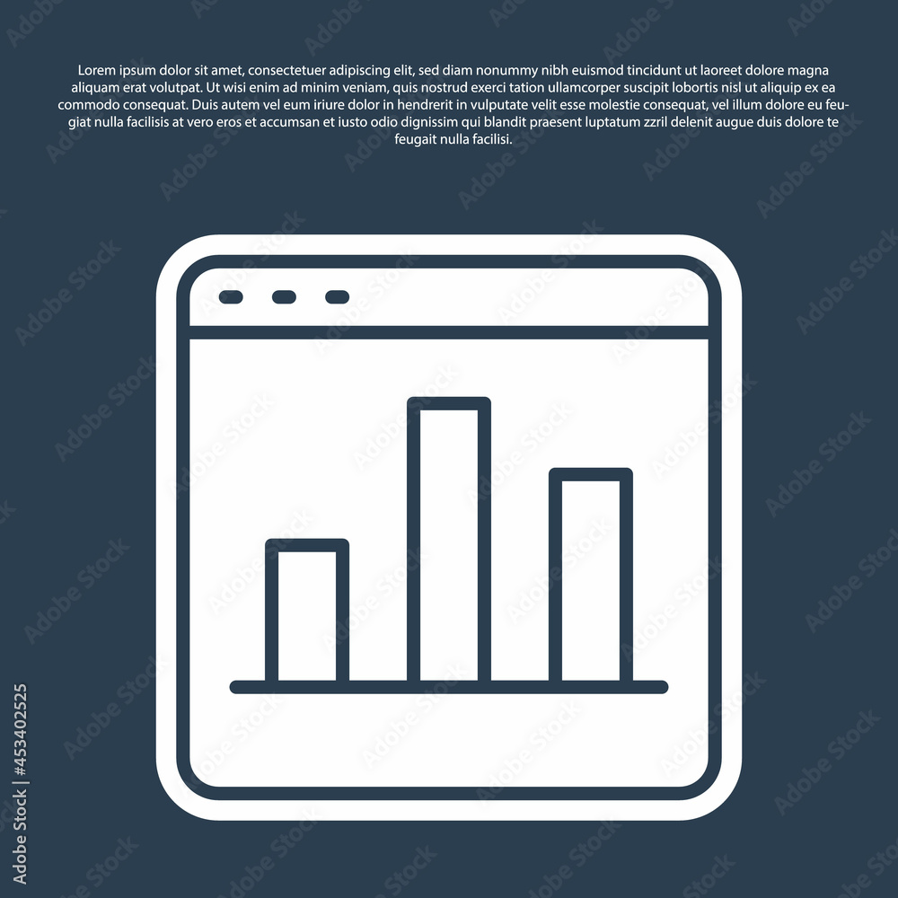 Blue line Graph, chart, diagram, infographic icon isolated on blue background. Vector Blue line Graph, chart, diagram, infographic icon isolated on blue background. Vector