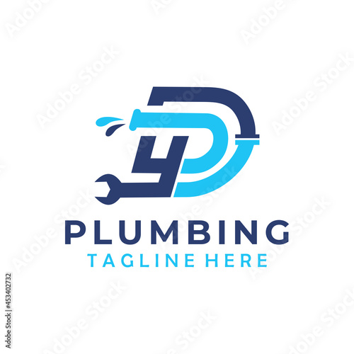 plumbing logo icon with letter p