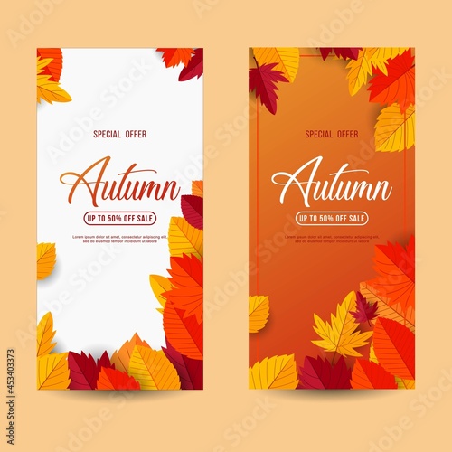 Flat design autumn sale banners collections