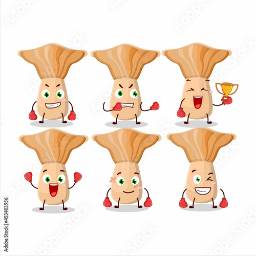 A sporty lactarius boxing athlete cartoon mascot design