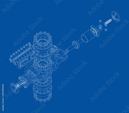 Blowout preventer. Vector rendering of 3d