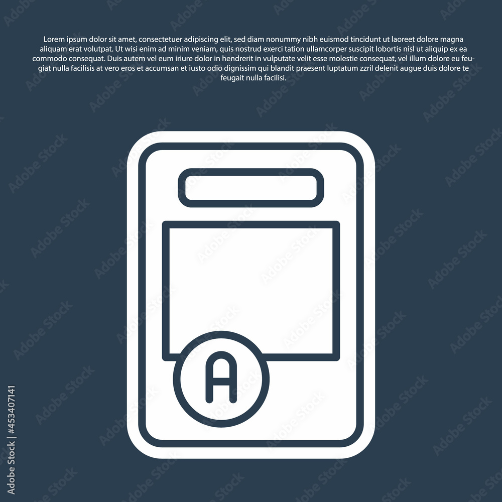 Blue line Exam sheet with A plus grade icon isolated on blue background. Test paper, exam, or survey concept. School test or exam. Vector