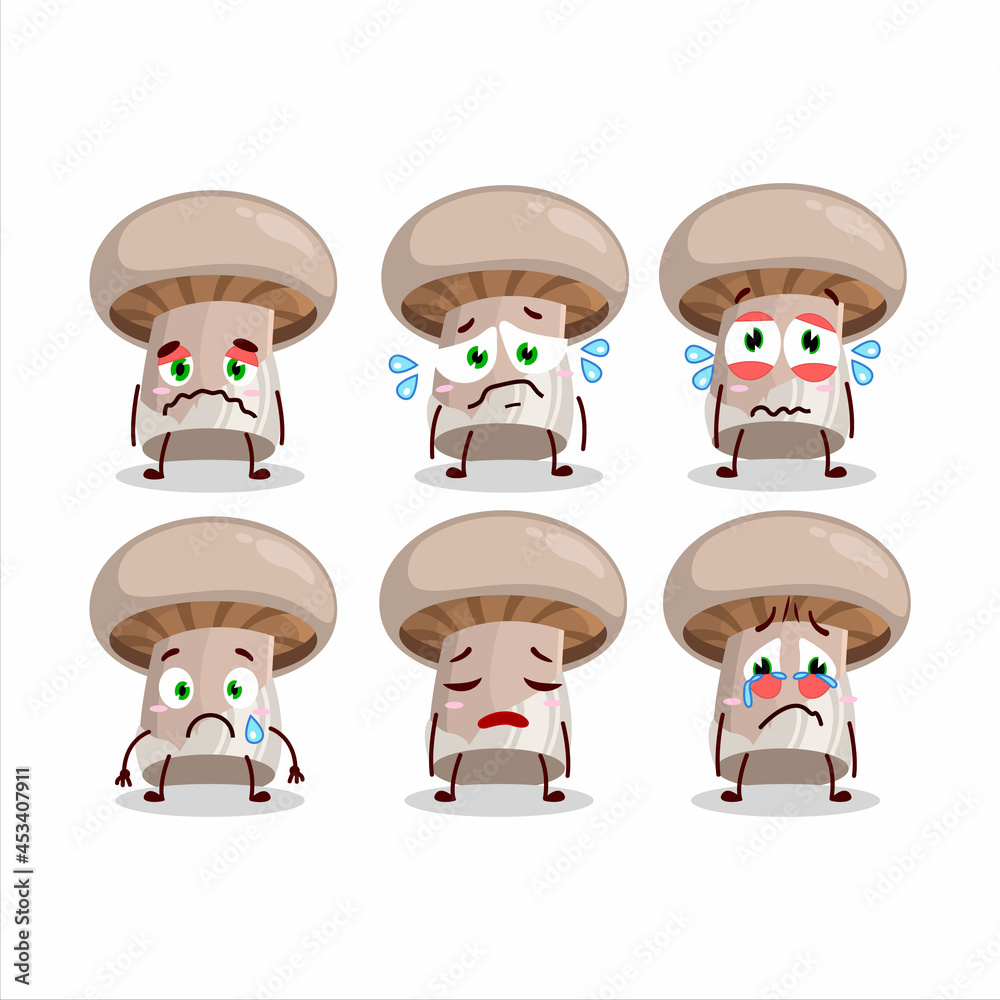 Portobelo cartoon in character with sad expression Portobelo cartoon in character with sad expression
