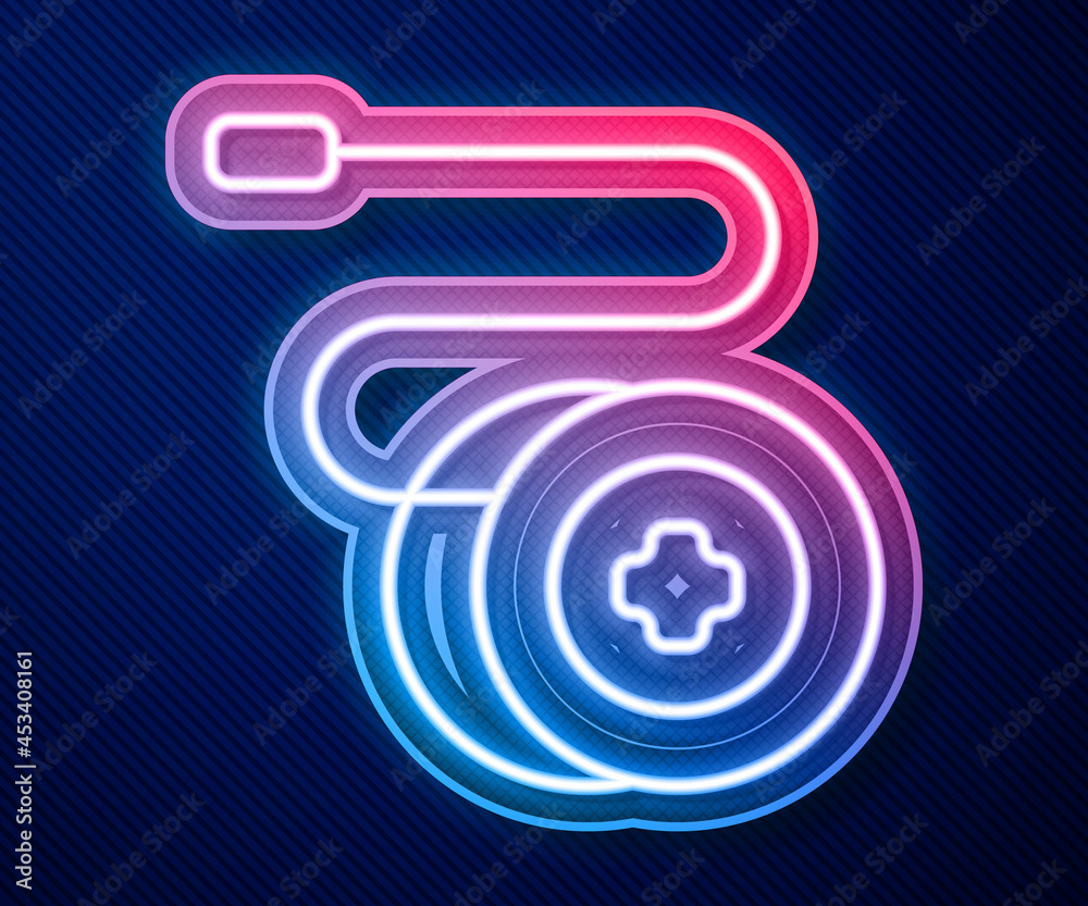 Glowing neon line Yoyo toy icon isolated on blue background. Vector Glowing neon line Yoyo toy icon isolated on blue background. Vector