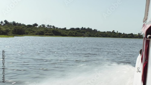 Boat at high speed amazon river