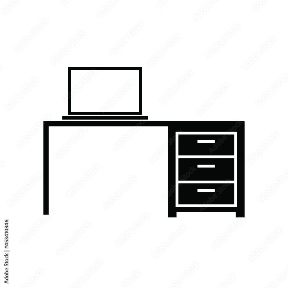 The table icon. Workplace and job, office, working symbol. The table icon. Workplace and job, office, working symbol.
