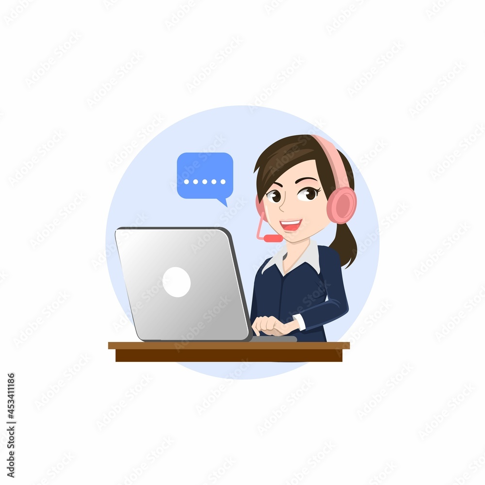 Call center, hotline flat vector illustrations. Smiling office workers with headsets cartoon characters. Customer support department staff, telemarketing agents Call center, hotline flat vector illustrations. Smiling office workers with headsets cartoon characters. Customer support department staff, telemarketing agents