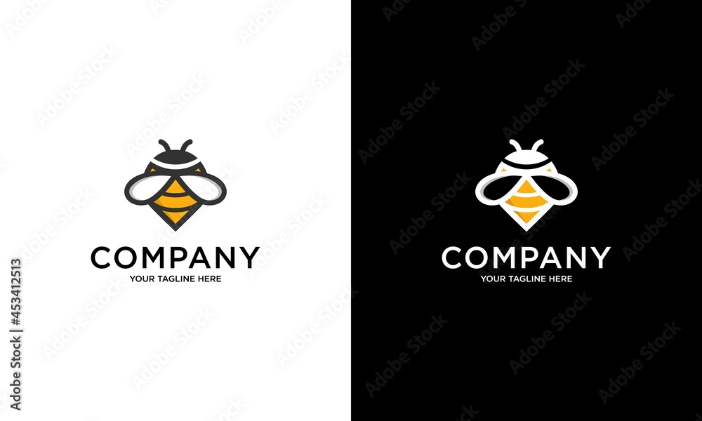 Bee Logo design vector template linear style. Outline icon. Hive Logotype creative hard work concept