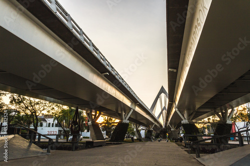 Low angle view of one of the most iconic bridges in Guadalajara, Mexico photo