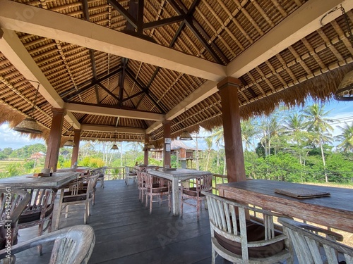 Coffee Cup on Beautiful Ubud Cafe. © Tipstour