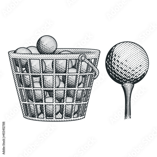 golf activity illustration vector engraved
