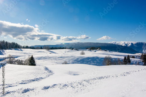 a wonderful sunny day in the mountains on the snow