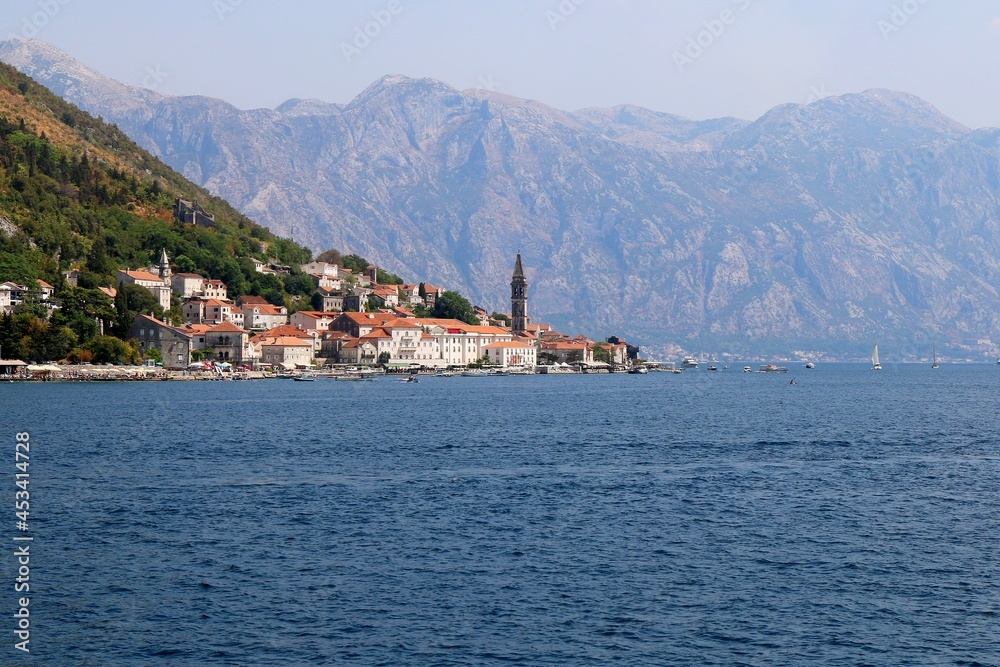 montenegro, perast,  lake, church, Catholic church of Saint Nicholas, water, coast, landscape, nature, travel, mediterrenean, panorama