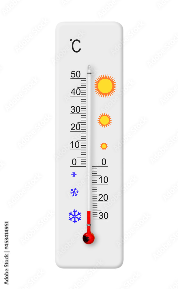 Celsius scale thermometer isolated on white background. Ambient temperature minus 25 degrees Celsius scale thermometer isolated on white background. Ambient temperature minus 25 degrees