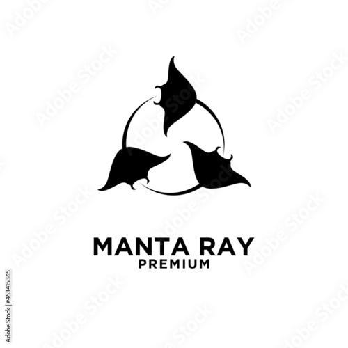 Premium manta ray in circle vector black logo design isolated white background