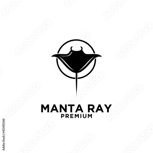 Premium manta ray vector black logo design isolated white background