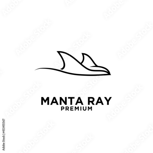 Premium manta ray vector black line logo design isolated white background