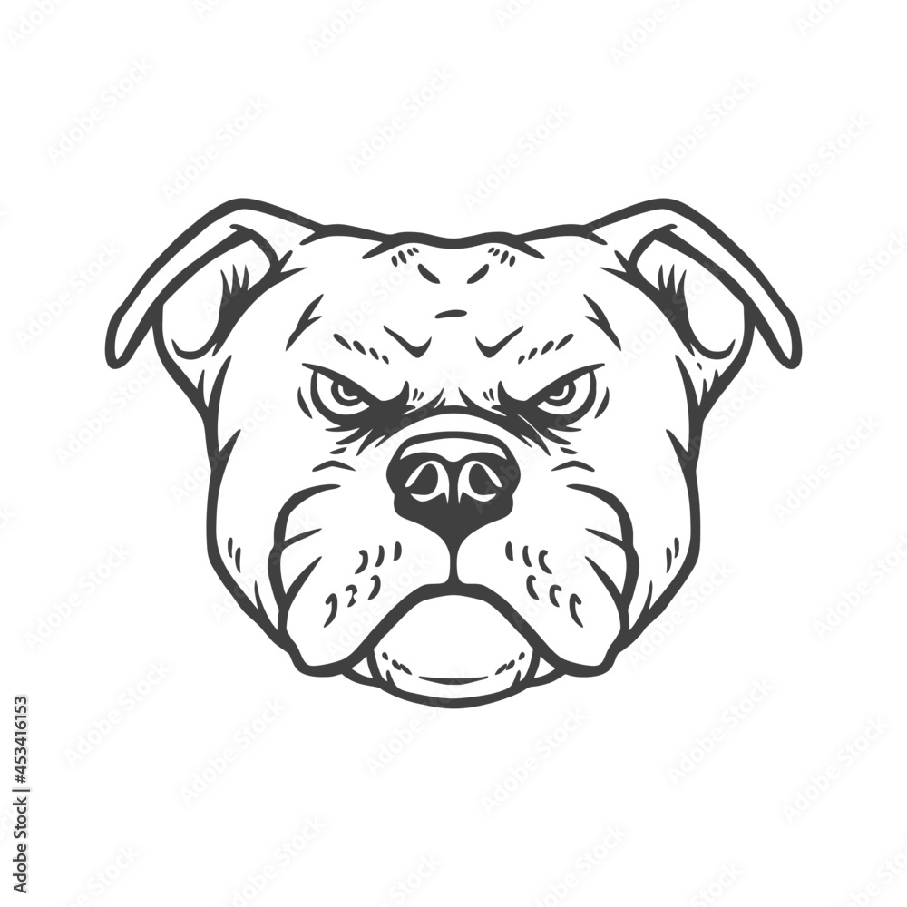 head of bulldog head design illustration vector tempalte, design elemet for logo, poster, card, banner, emblem, t shirt. Vector illustration