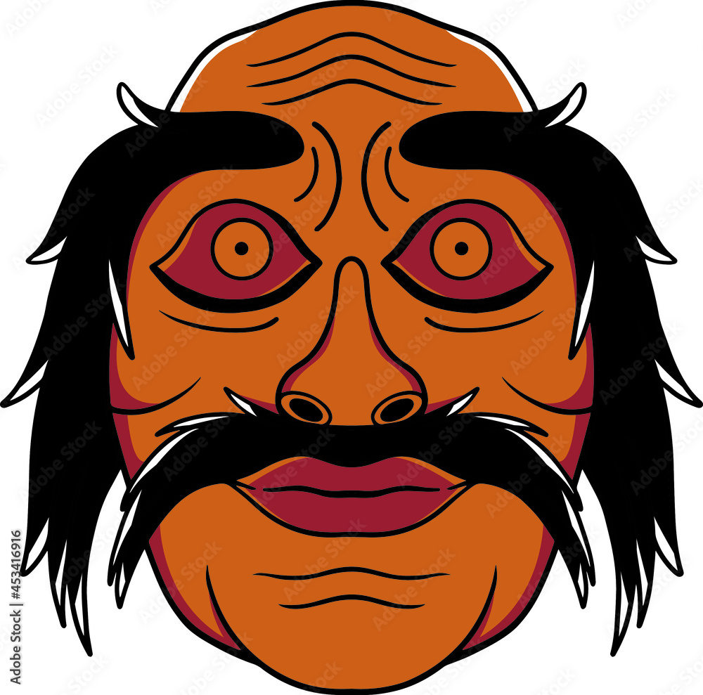 balibese mask vector with old school style