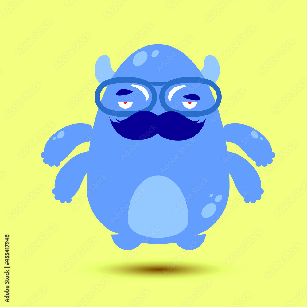 A cheerful, bright, kind monster on a light yellow background A cheerful, bright, kind monster on a light yellow background