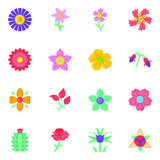 Set of Floral Designs Flat Icons in Editable style 

