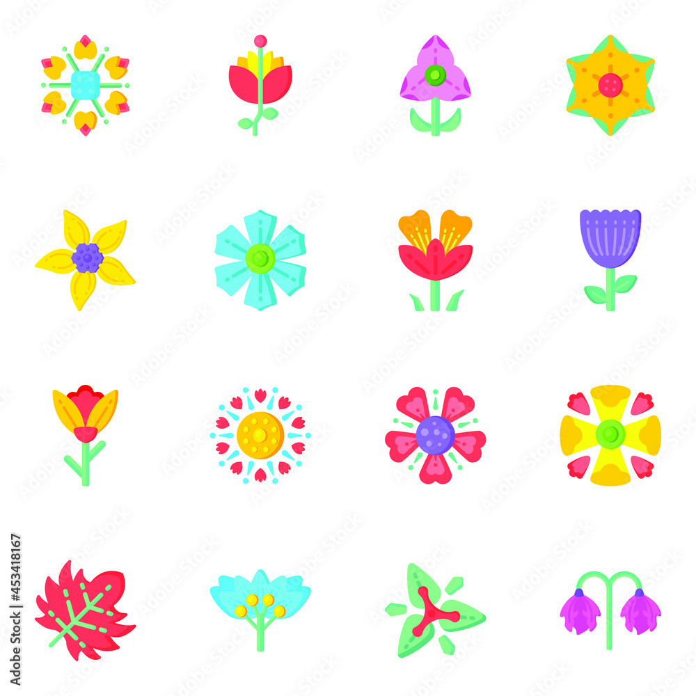 Set of Flower Designs Flat Icons in Editable Style
Set of Flower Designs Flat Icons in Editable Style