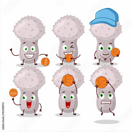 Talented puffball cartoon character as a basketball athlete