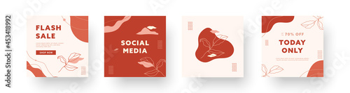 Abstract creative backgrounds collections. Set of minimal instagram trendy design templates for business social media stories with cute elements. Vector illustration