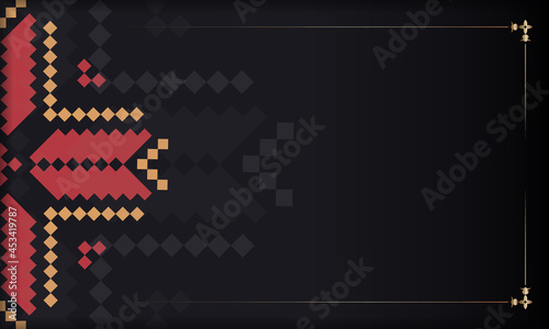 Black template banner with Slovenian ornaments and place for your text. Print-ready postcard design with luxurious ornaments.