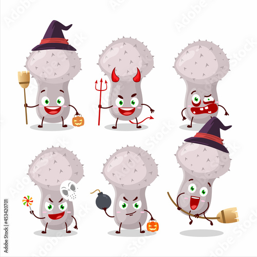 Halloween expression emoticons with cartoon character of puffball