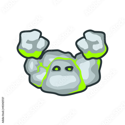 Animation-ready character for a top-down mobile game.  Stone giant golem with big fists.