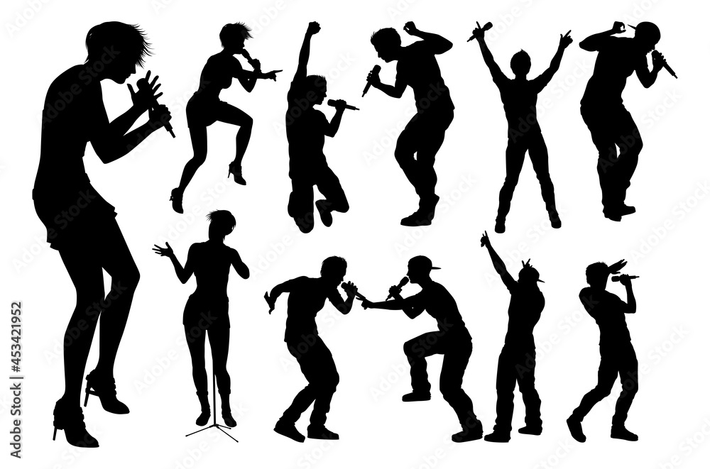 Singers Pop Country Rock Hiphop Star Silhouettes Singers Pop Country Rock Hiphop Star Silhouettes