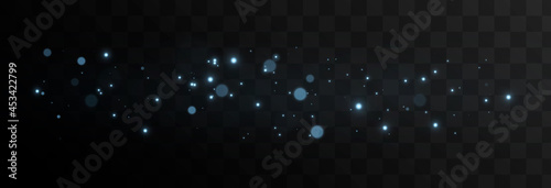 Vector blue light particles. Magic dust  glare  png magic glow  blue light. Stars  space  sky.