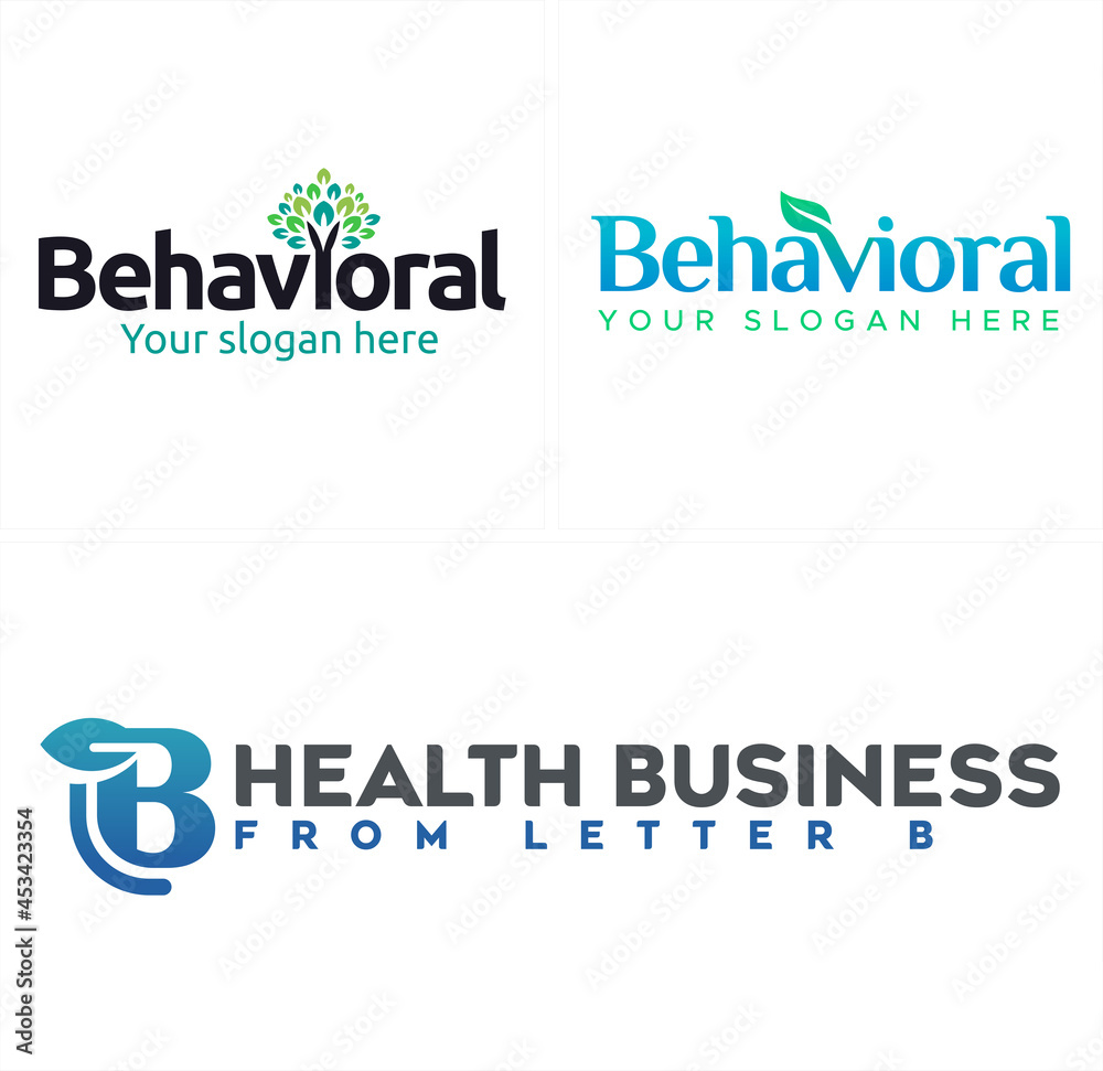 Icon tree leaves and letter b initial logo industry nature plant organic