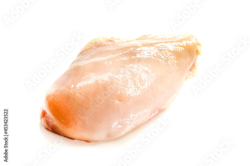 Pieces of raw chicken meat on white background.chicken breast