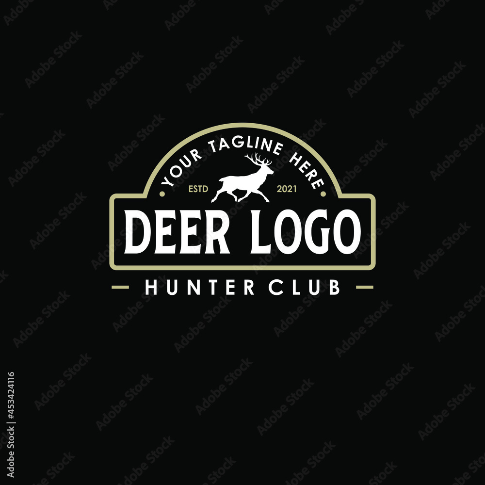 Fototapeta premium wild deer vintage logo design vector template