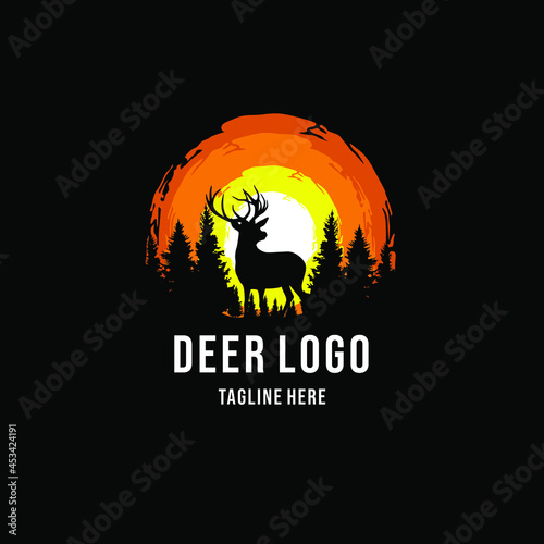 adventure wild deer logo icon vector template. Premium design wild deer logo.
