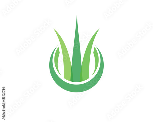 Artificial grass leaf icon design logo template.zip