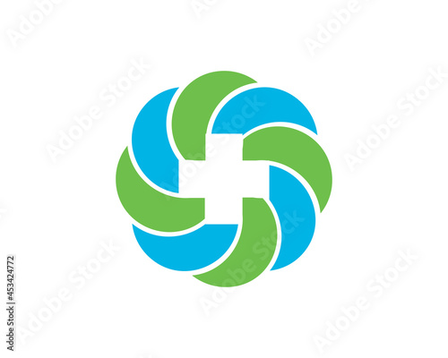 Circle medical plus element icon logo design
