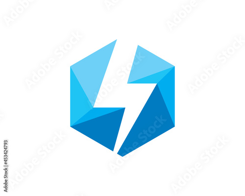 Electrical hexagon icon logo design template