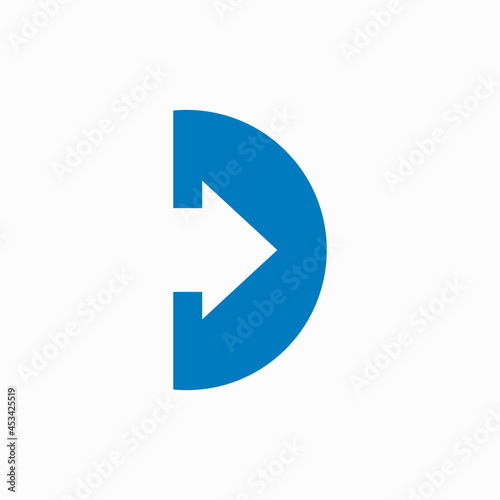 letter D with negative space arrow