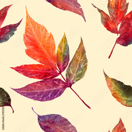 Abstract vintage background of autumn leaves. Autumn background. Pattern with colourful leaves